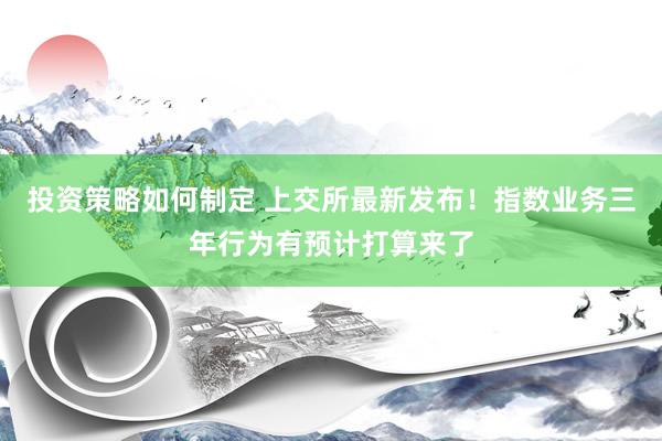 投资策略如何制定 上交所最新发布！指数业务三年行为有预计打算来了