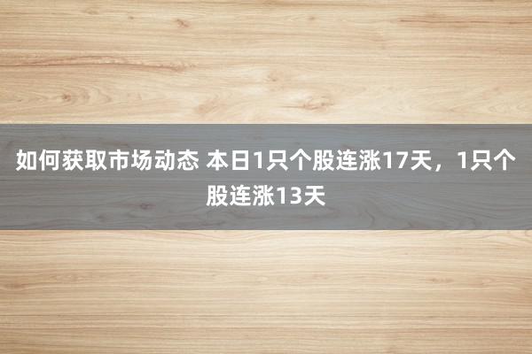 如何获取市场动态 本日1只个股连涨17天，1只个股连涨13天