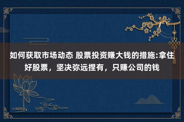 如何获取市场动态 股票投资赚大钱的措施:拿住好股票，坚决弥远捏有，只赚公司的钱