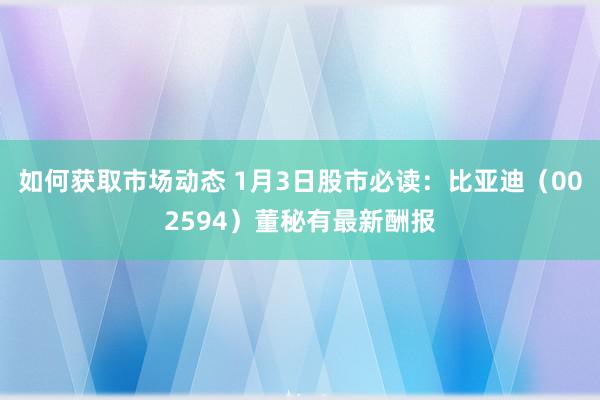 如何获取市场动态 1月3日股市必读：比亚迪（002594）董秘有最新酬报