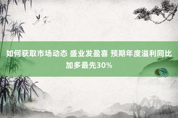 如何获取市场动态 盛业发盈喜 预期年度溢利同比加多最先30%