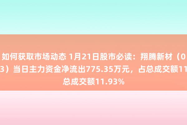 如何获取市场动态 1月21日股市必读：翔腾新材（001373）当日主力资金净流出775.35万元，占总成交额11.93%