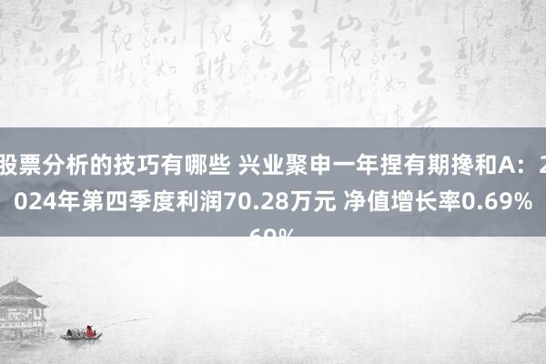 股票分析的技巧有哪些 兴业聚申一年捏有期搀和A：2024年第四季度利润70.28万元 净值增长率0.69%