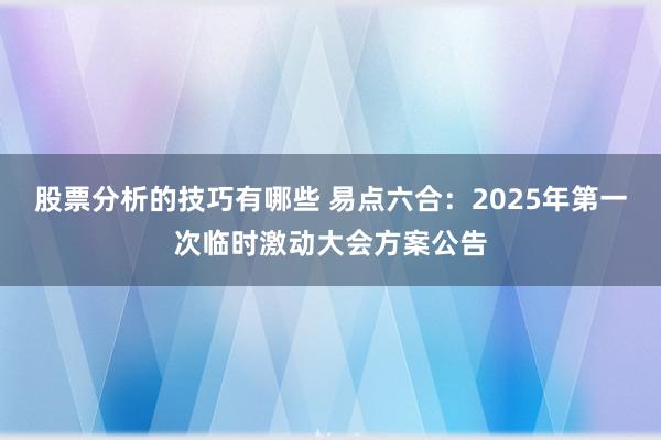 股票分析的技巧有哪些 易点六合：2025年第一次临时激动大会方案公告