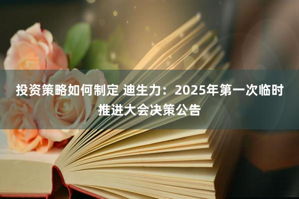 投资策略如何制定 迪生力：2025年第一次临时推进大会决策公告