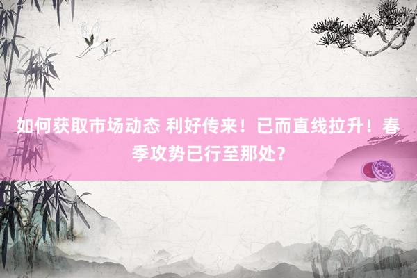 如何获取市场动态 利好传来！已而直线拉升！春季攻势已行至那处？