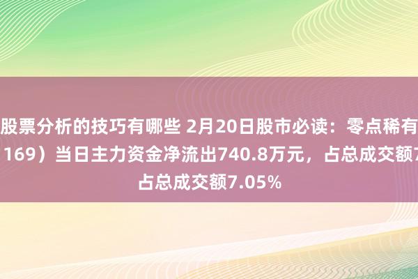 股票分析的技巧有哪些 2月20日股市必读：零点稀有（301169）当日主力资金净流出740.8万元，占总成交额7.05%