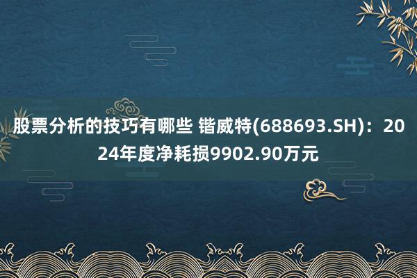 股票分析的技巧有哪些 锴威特(688693.SH)：2024年度净耗损9902.90万元