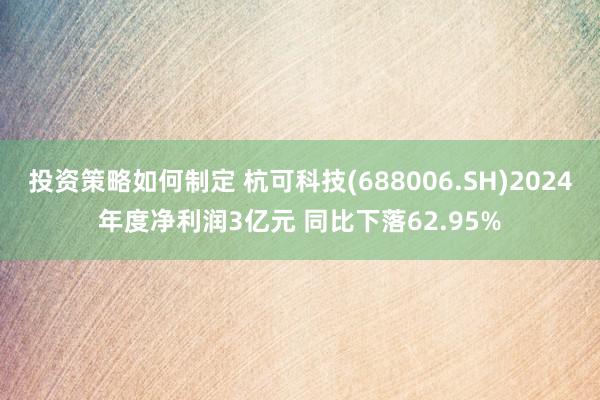 投资策略如何制定 杭可科技(688006.SH)2024年度净利润3亿元 同比下落62.95%