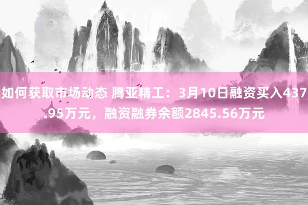 如何获取市场动态 腾亚精工：3月10日融资买入437.95万元，融资融券余额2845.56万元