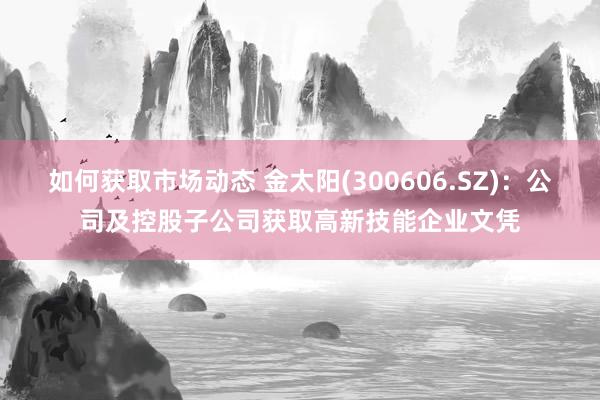 如何获取市场动态 金太阳(300606.SZ)：公司及控股子公司获取高新技能企业文凭